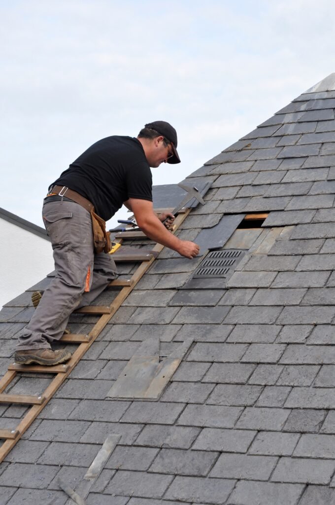 Slate roof repair work in Caterham